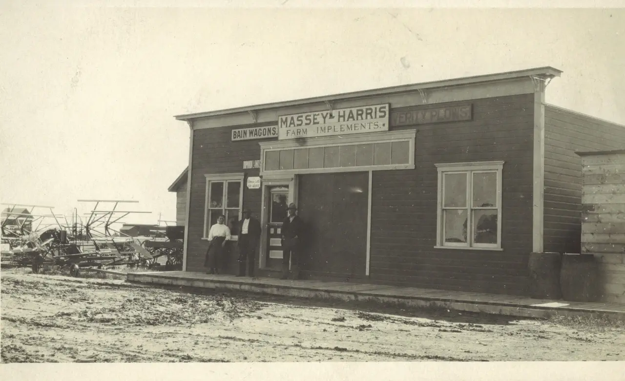 Massey-Harris farm implements store, about 1910